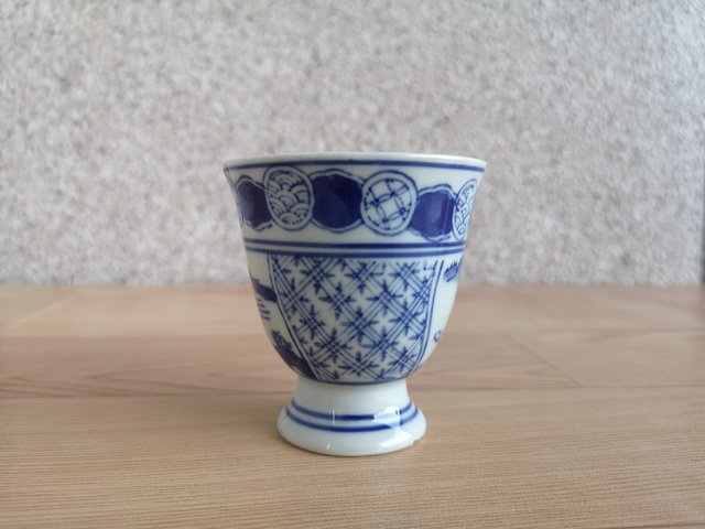 古玩陶瓷青花山水人物紋高足杯拍賣，當前價格150元