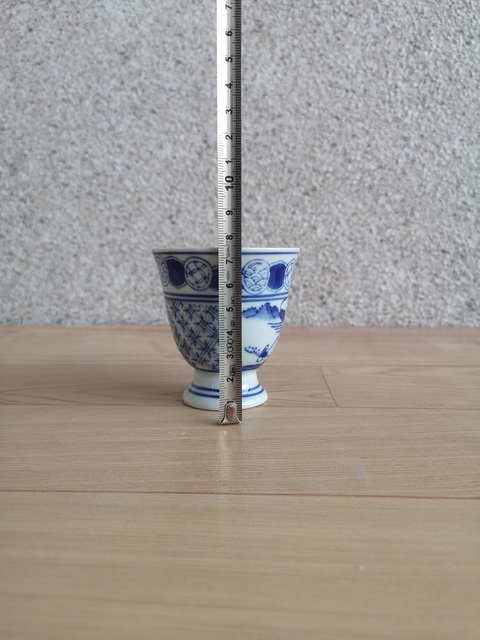 古玩陶瓷青花山水人物紋高足杯拍賣，當前價格150元