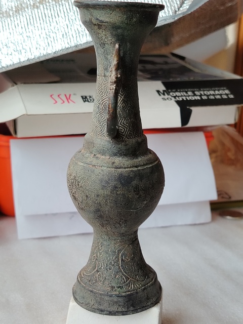 古玩雜項雙龍耳銅香瓶花瓶拍賣,當前價格798元