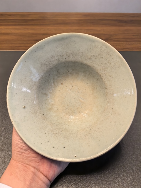 古玩陶瓷康熙灑藍釉青花花卉紋折腰碗拍賣，當前價格1200元