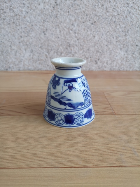 古玩陶瓷青花山水人物紋高足杯拍賣，當前價格150元