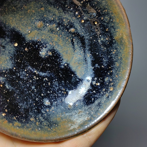 古玩陶瓷元代磁州窯窯變黑釉茶碗拍賣,當前價格286元