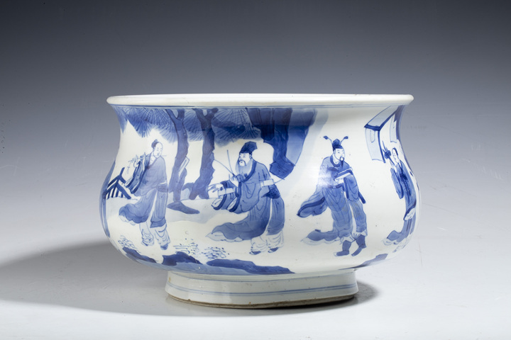 古玩陶瓷清康熙·青花八仙祝壽圖羅漢爐拍賣，當(dāng)前價(jià)格68000元