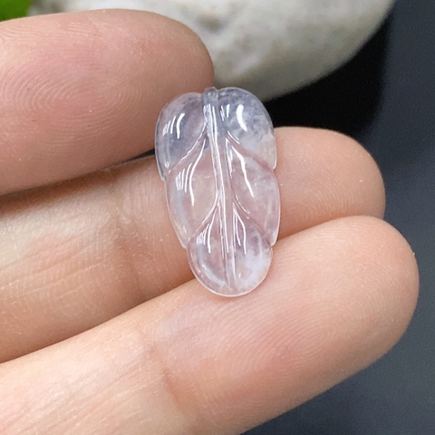 古玩玉器28天然翡翠A貨鑲嵌件 葉子拍賣，當前價格2800元