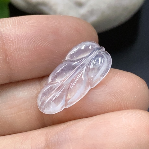 古玩玉器28天然翡翠A貨鑲嵌件 葉子拍賣，當前價格2800元