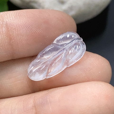 古玩玉器28天然翡翠A貨鑲嵌件 葉子拍賣，當前價格2800元
