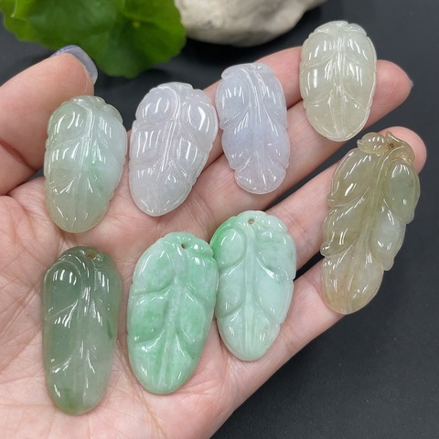 古玩玉器29天然翡翠A貨葉型墜 一手走拍賣,當前價格330元