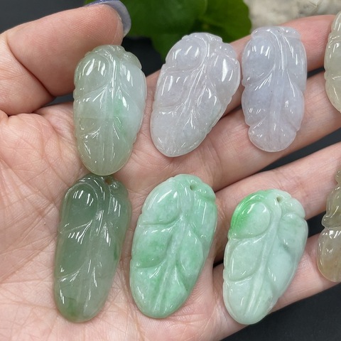 古玩玉器29天然翡翠A貨葉型墜 一手走拍賣,當前價格330元