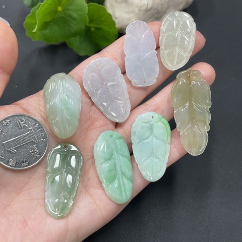 古玩玉器29天然翡翠A貨葉型墜 一手走拍賣,當前價格330元