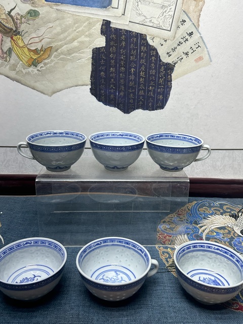 古玩陶瓷567精品玲瓏瓷青花杯一組6支拍賣，當前價格126元