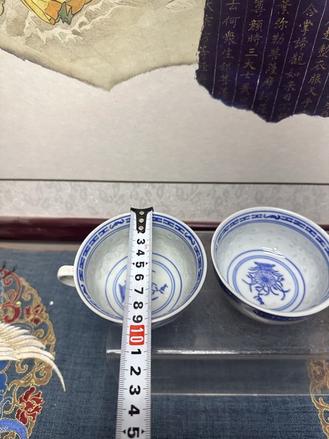 古玩陶瓷567精品玲瓏瓷青花杯一組6支拍賣，當前價格126元