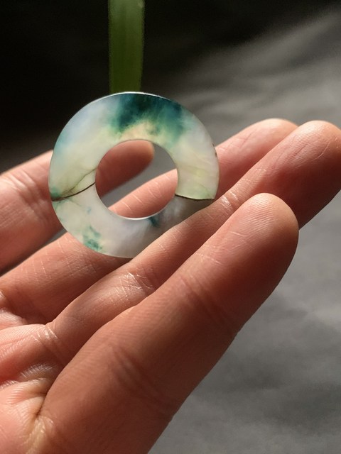 古玩玉器清代天然翡翠雕“素紋環”拍賣，當前價格4500元