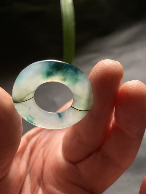 古玩玉器清代天然翡翠雕“素紋環”拍賣，當前價格4500元