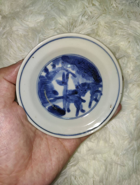 古玩陶瓷明末松鹿同春紋盤一對拍賣,當前價格1000元