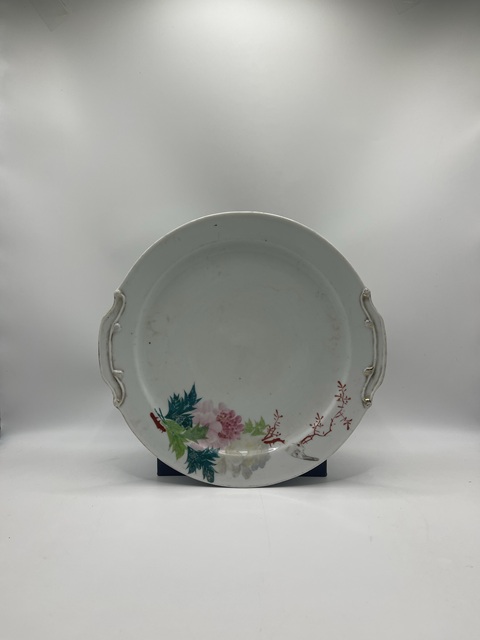 古玩陶瓷民國粉彩花鳥紋茶盤拍賣,當前價格880元