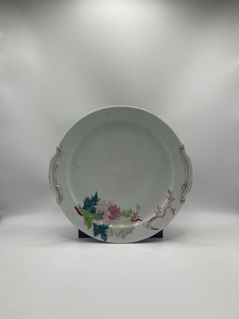 古玩陶瓷民國粉彩花鳥紋茶盤拍賣,當前價格880元