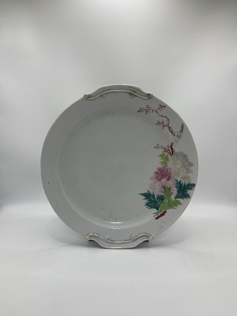 古玩陶瓷民國粉彩花鳥紋茶盤拍賣,當前價格880元