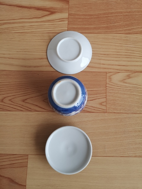 古玩陶瓷嬰戲紋青花三才蓋杯拍賣，當前價格220元