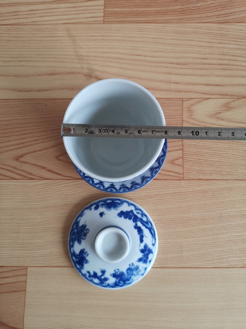 古玩陶瓷嬰戲紋青花三才蓋杯拍賣，當前價格220元