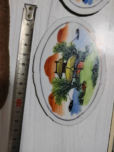 古玩陶瓷晚清民國淺降山水樓閣瓷板拍賣,當前價格666元
