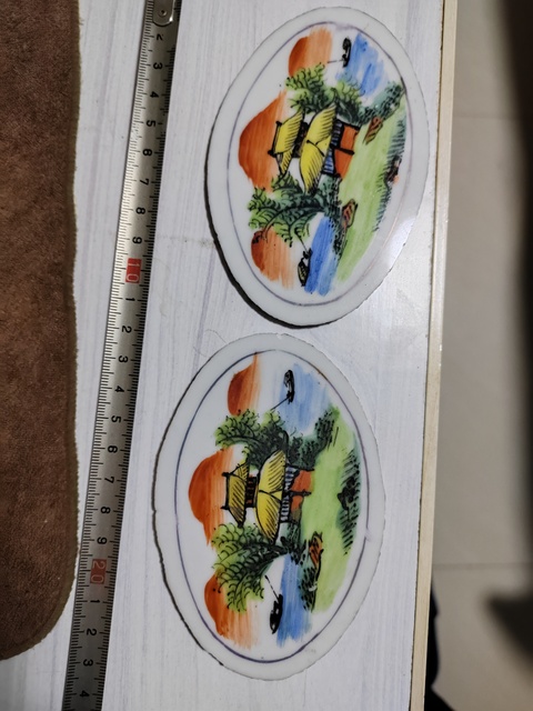 古玩陶瓷晚清民國淺降山水樓閣瓷板拍賣,當前價格666元