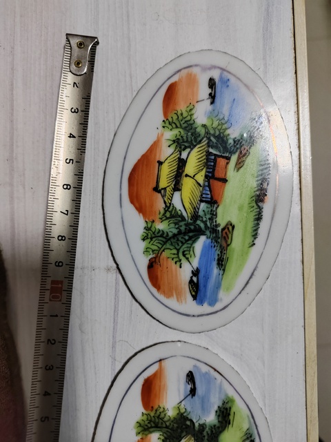 古玩陶瓷晚清民國淺降山水樓閣瓷板拍賣,當前價格666元