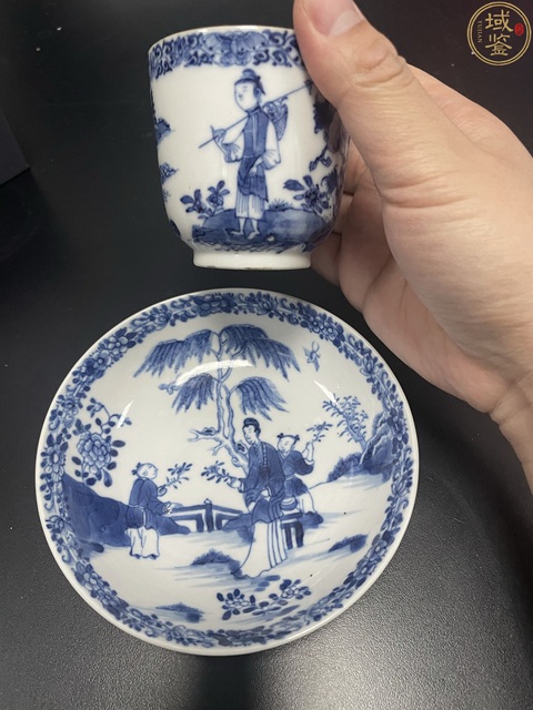 古玩陶瓷清乾隆·青花仕女教子圖杯碟拍賣，當前價格4980元