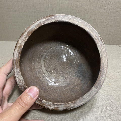 古玩陶瓷明代褐釉唇口罐拍賣,當前價格99元