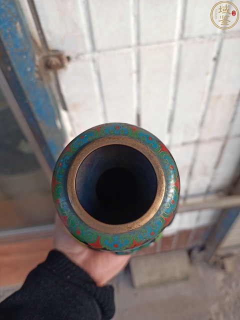 古玩銅器民國(guó)景泰藍(lán)龍紋蒜頭瓶拍賣(mài)，當(dāng)前價(jià)格9999元