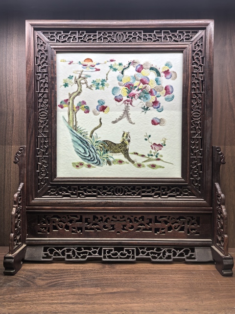 古玩陶瓷清晚期粉彩（龍騰虎躍）瓷板拍賣，當前價格18888元