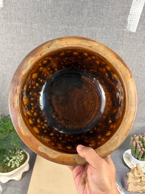 古玩陶瓷晚清醬釉凈手盆拍賣,當前價格450元