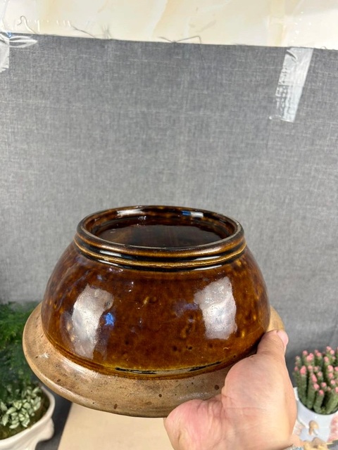 古玩陶瓷晚清醬釉凈手盆拍賣,當前價格450元