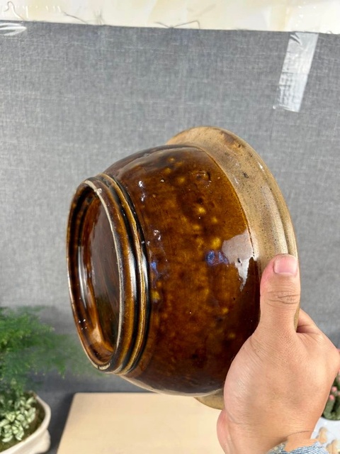 古玩陶瓷晚清醬釉凈手盆拍賣,當前價格450元