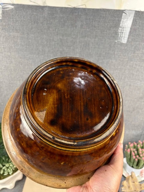 古玩陶瓷晚清醬釉凈手盆拍賣,當前價格450元