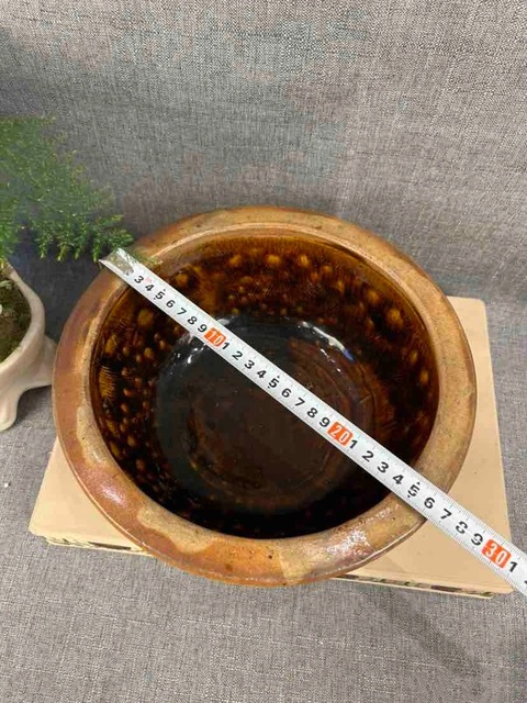 古玩陶瓷晚清醬釉凈手盆拍賣,當前價格450元