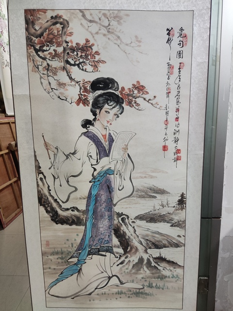 古玩字畫原裝原裱周仁輝王淑靜侍女圖拍賣,當前價格698元