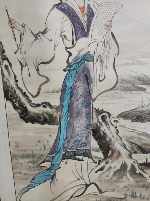 古玩字畫原裝原裱周仁輝王淑靜侍女圖拍賣,當前價格698元