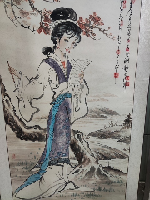 古玩字畫原裝原裱周仁輝王淑靜侍女圖拍賣,當前價格698元