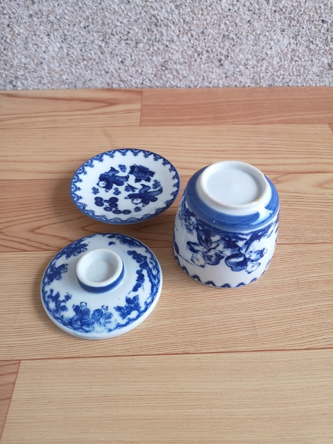 古玩陶瓷嬰戲紋青花三才蓋杯拍賣，當前價格220元