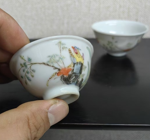 古玩陶瓷民國 粉彩花鳥紋杯拍賣,當前價格5678元