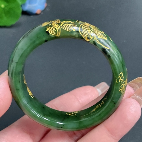 古玩玉器52碧玉手鐲和田玉正圈手鐲 卡50.9圈口 總重約55.6g拍賣，當前價格399元
