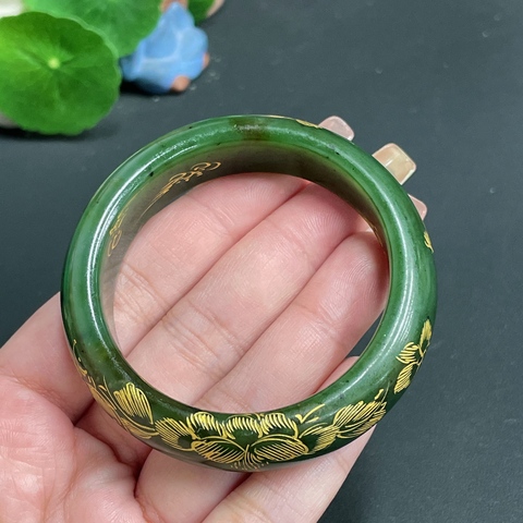 古玩玉器52碧玉手鐲和田玉正圈手鐲 卡50.9圈口 總重約55.6g拍賣，當前價格399元