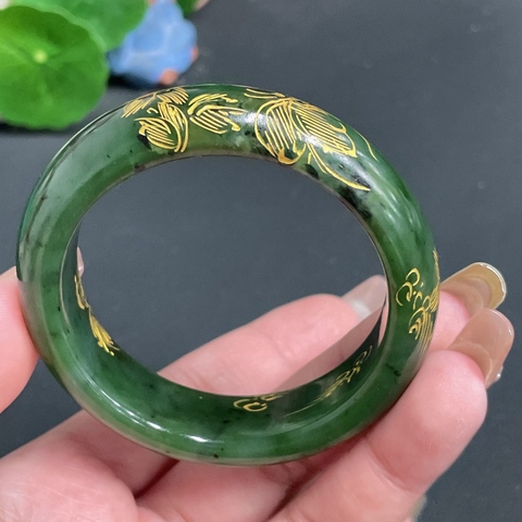 古玩玉器52碧玉手鐲和田玉正圈手鐲 卡50.9圈口 總重約55.6g拍賣，當前價格399元