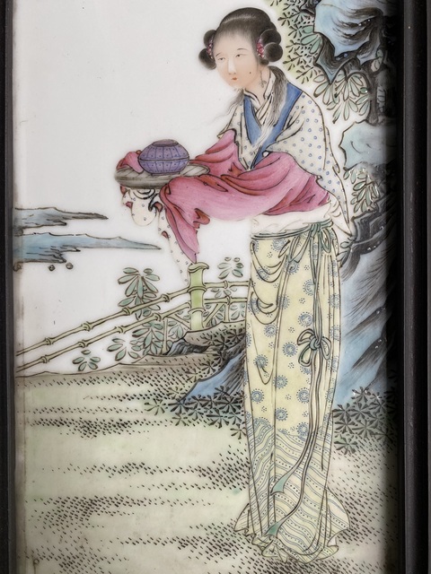 古玩陶瓷民國 粉彩人物紋瓷板一套拍賣,當前價格100000元