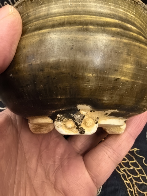 古玩陶瓷元代吉州窯系褐釉三足爐拍賣，當前價格888元