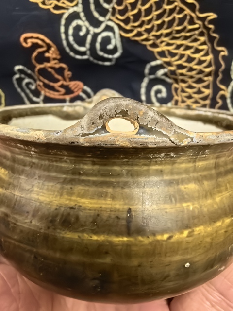 古玩陶瓷元代吉州窯系褐釉三足爐拍賣，當前價格888元