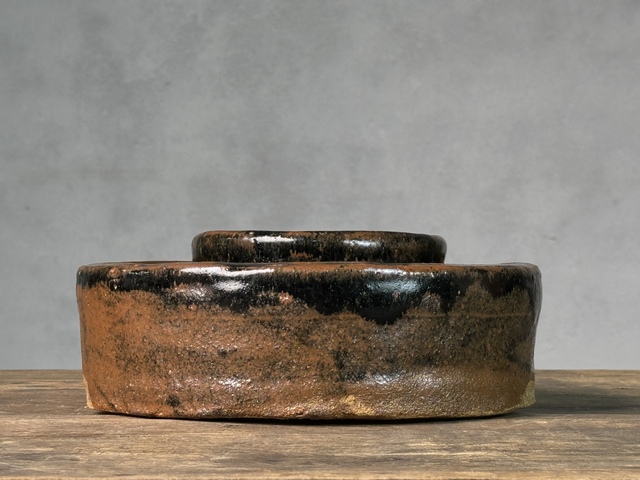 古玩陶瓷明代，磁州窯窯變黑釉油燈拍賣，當前價格388元