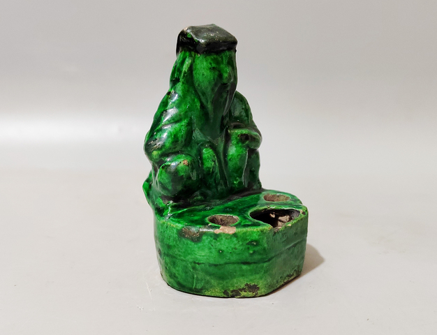 古玩陶瓷清代?呂洞賓醉酒綠釉水盂拍賣，當(dāng)前價(jià)格966元