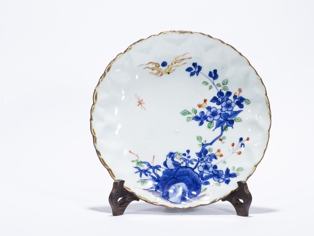 古玩陶瓷明·天啟·青花五彩花鳥葵口盤拍賣,當前價格15000元