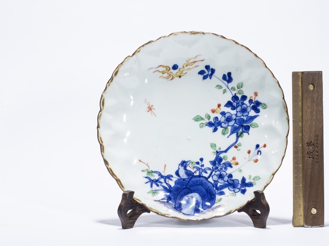 古玩陶瓷明·天啟·青花五彩花鳥葵口盤拍賣,當前價格15000元